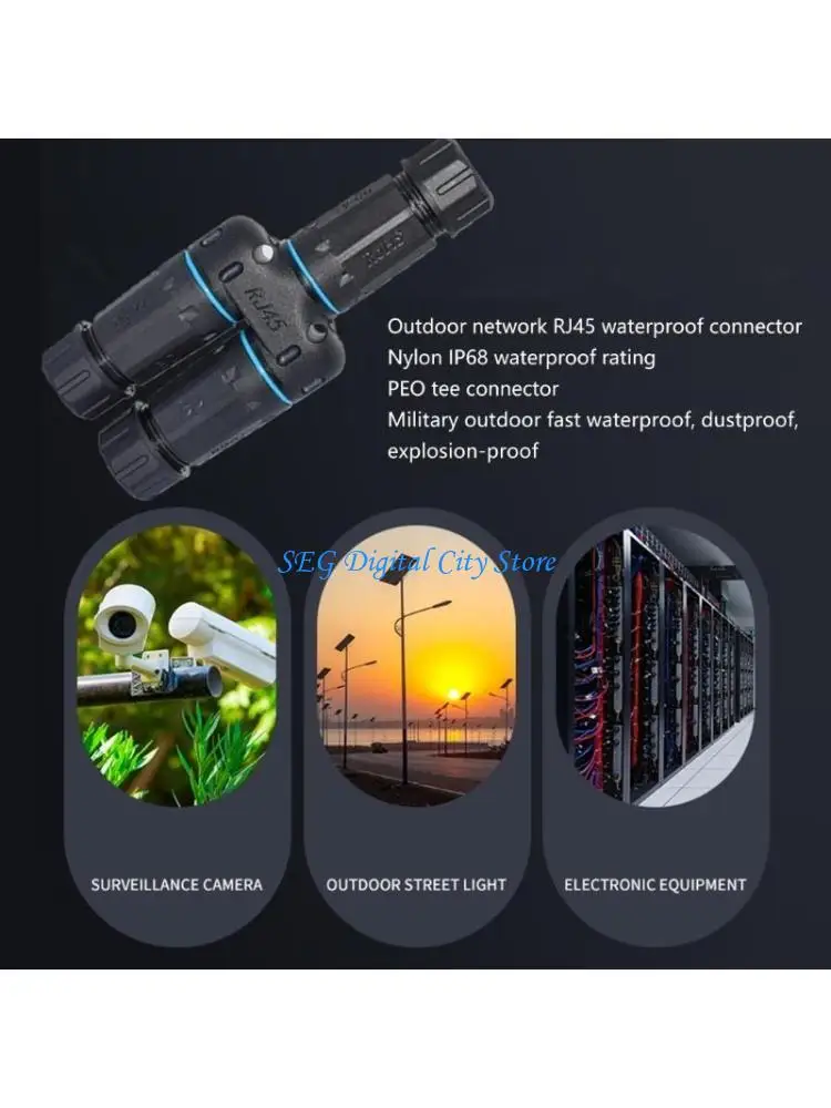 

U75B RJ45 8P8C CAT6 1 to 2 Female to Female Ethernet Coupler IP68 Waterproof and Durability for Outdoor Use Reliabled