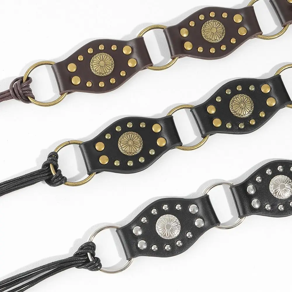 Ремень в западном стиле для девушек, преувеличенный ковбойский пояс с металлической пряжкой, В Стиле Лолита, панк, с широкими дисками, Y2K