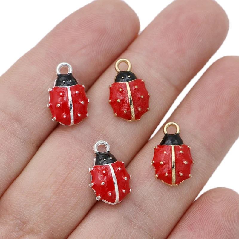 10Pcs Gold Plated Red Enamel Ladybug Charm Pendant for Jewelry Making Bracelet Necklace DIY Accessories Craft Findings 16x10mm - AliExpress 36