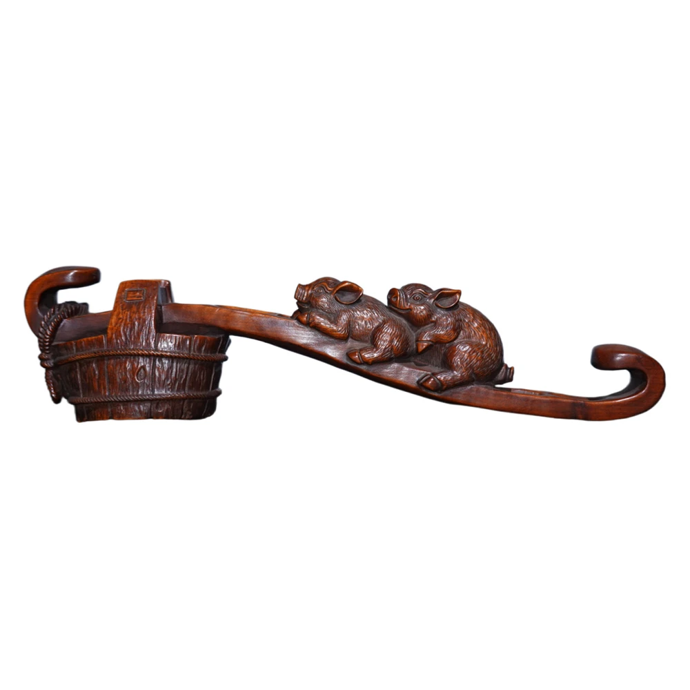 Adornos de Madera Tallados, Figura de Cerdo en Barril, Decoración de Prosperidad, Abundancia, Fortuna, Suavidad, Plenitud, Felicidad, Decoración para Coche