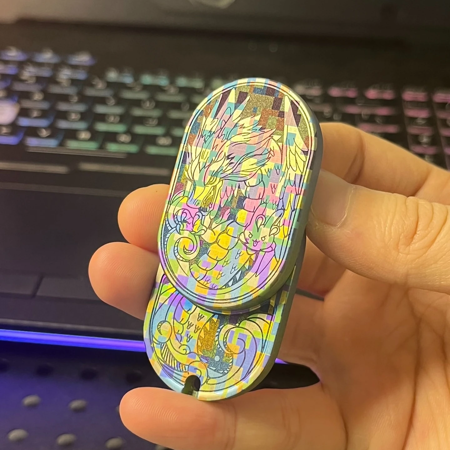 Splash encre couleur alliage de titane mécanique Dragon Fidget curseur jouets EDC Fidget Anti-Stress métal Fidget Spinner jouets