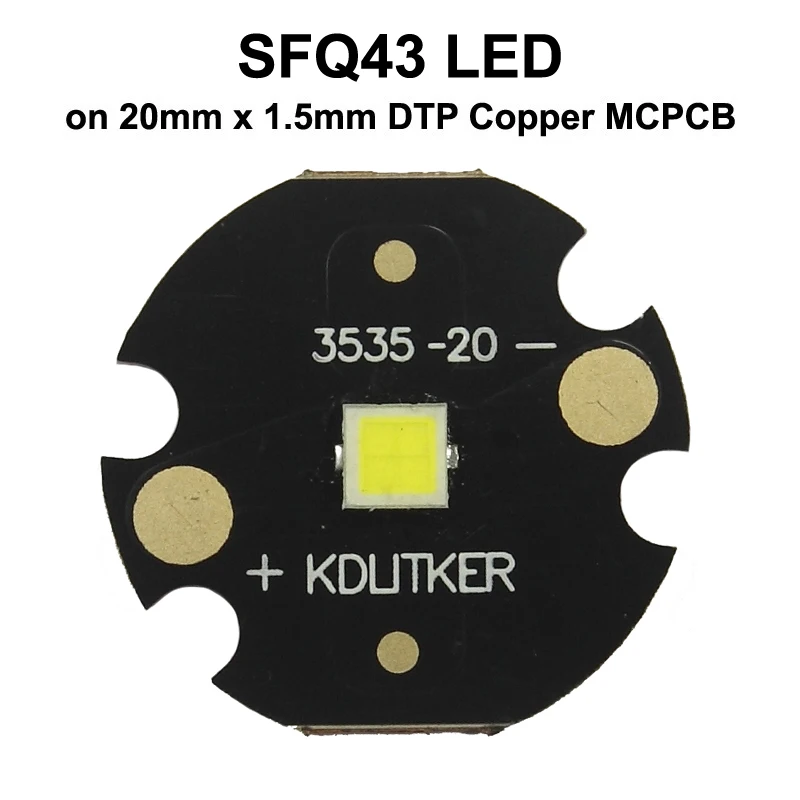 SFQ43 4x Core 3V 12A 3000 Lumens 6500K SMD 3535 LED Emitter on KDLITKER DTP Copper MCPCB Flashlight DIY Long Throw