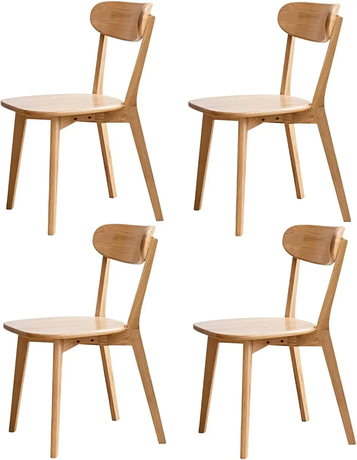 Oak Dining Chairs, Kitchen Chairs, 100% Solid Wood Modern Dinner Chair with Curved Backrest, Dining Room Chair for Kitchen