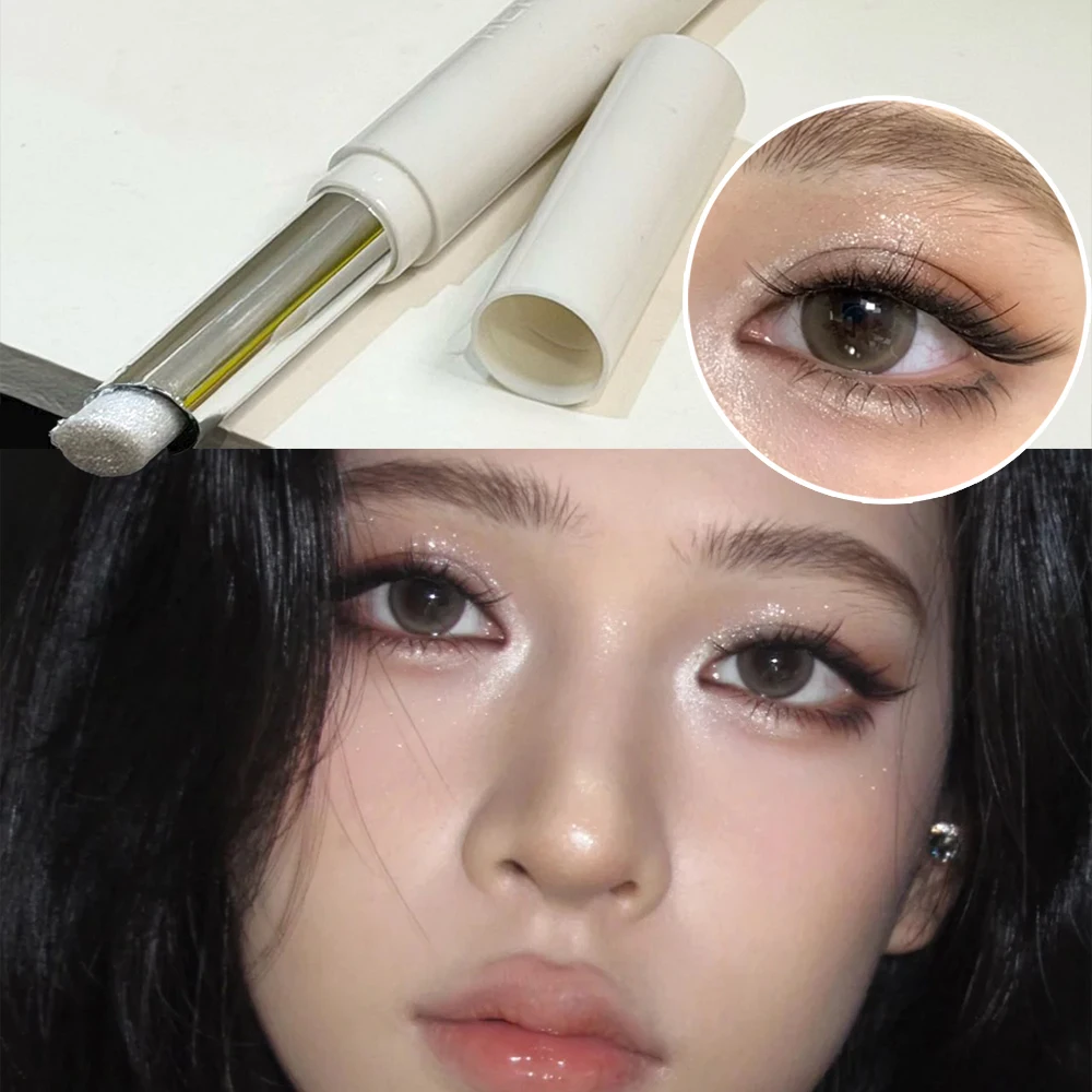 Smoky Violet Shimmer Highlight Eyeshadow Pen Crystal Sparkling Pearlescent Easy Blending Long Lasting Portable Eye Brightening