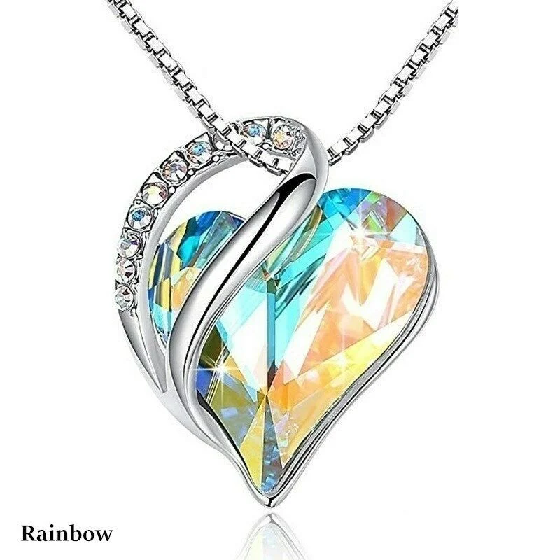 14 Colors Women Fashion Silve Love Heart Crystals Zircon Pendant necklace for women Engagement Jewelry halloween Gifts