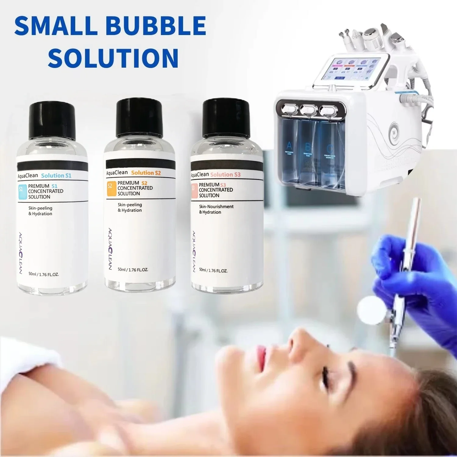 محلول تقشير أكوا هيدرا مركز، مصل سائل خاص للوجه للبشرة، آلة تجميل عميقة، مياه منزلية، صالونات سبا