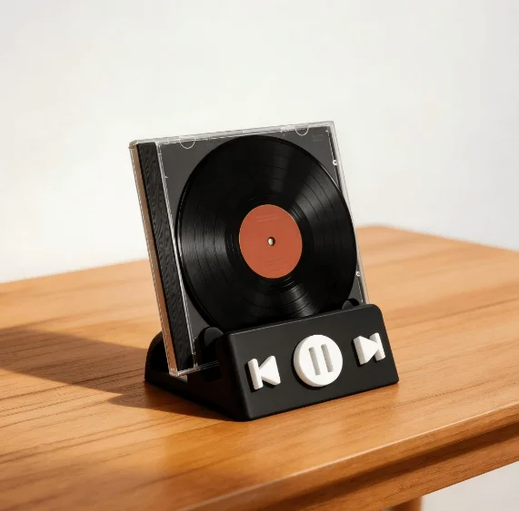 Creative 3D Printed Record & CD Storage Rack, Desktop Display Stand Ornament, Fashion Home Decor Accessory