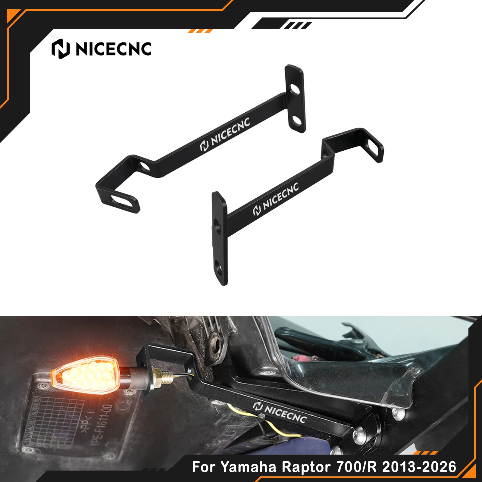 NICECNC For Yamaha Raptor 700 Raptor 700R 2013-2026 Turn Signal Mount Bracket Aluminum 3mm Billet Lightweight ATV Accessories