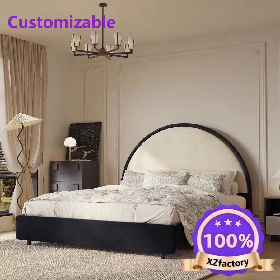 Factory Direct 2026 Top Cama artística de lujo ligera, tela de terciopelo, cama artística, dormitorio doble francés, terciopelo