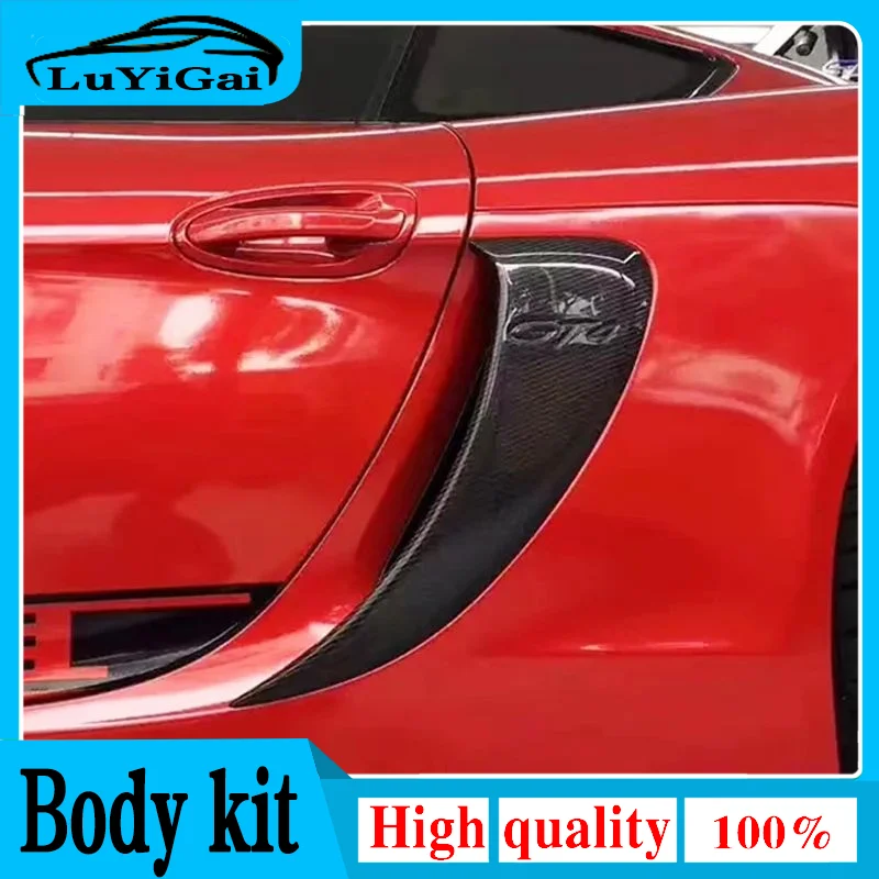 Front Bumper Side Fins Anards Splitters Trims for Porsche 981 Cayman Boxster 2013-2015 Body Exterior Decoration Carbon Fiber