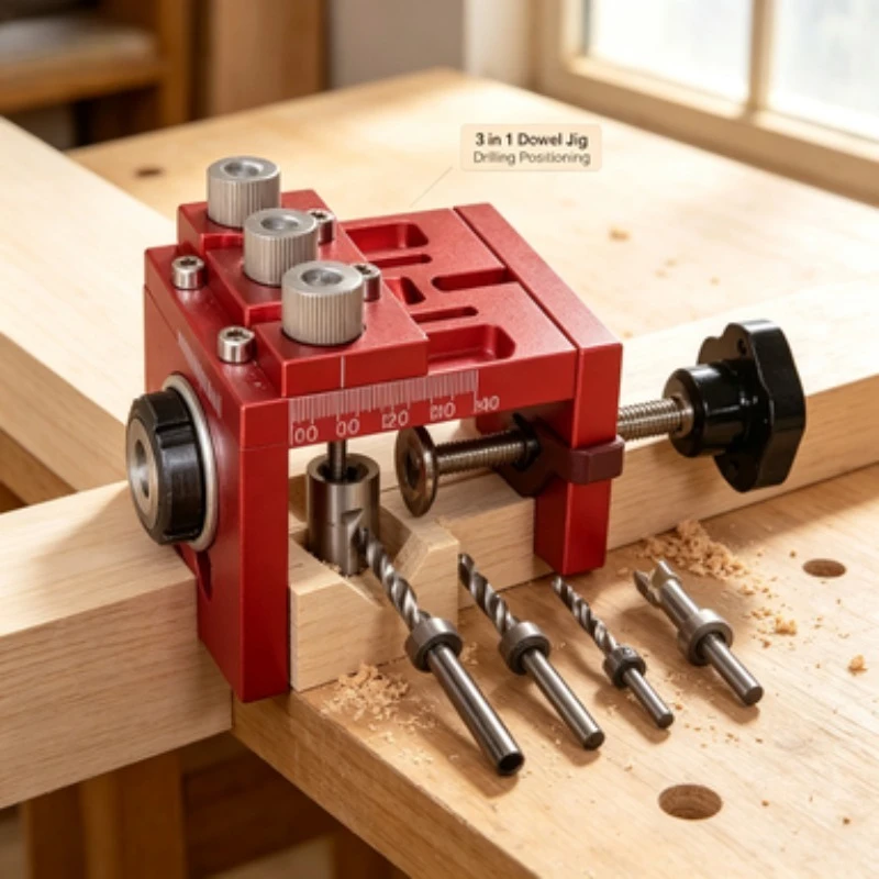 3 in 1 Woodworking Punch Locator Dowel Jig Kit MD630 Furniture Splicing Hole Drilling Positioning Tool for Cabinet Wood Board