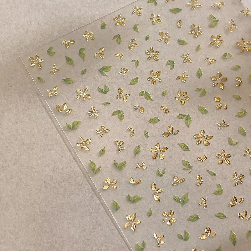 Golden Leaf Nail Sticker Bronzing Spring Flowers Adhesive Cup Stickers Backing Blossom Five Petal Flower