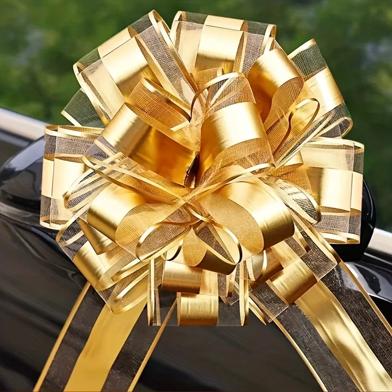 6 Pcs Grosgrain Ribbon Bow, Red and Gold, for Weddings, Parties, Christmas, Valentine's Day, Birthdays, Packaging | Durable