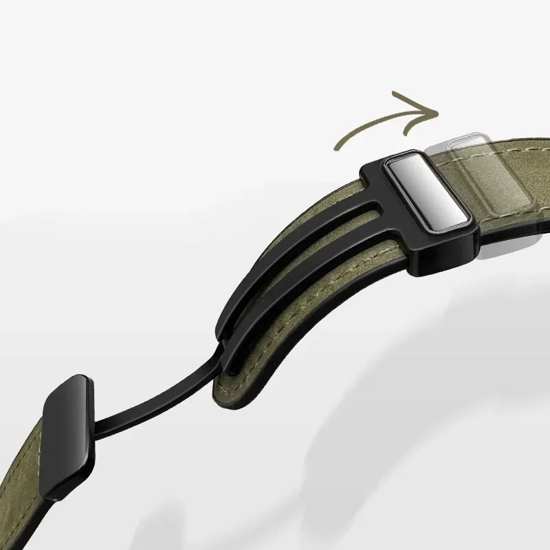 Leder-Silikonarmband für Samsung Galaxy Watch 4, 5, 6, 7, 40 mm/44 mm, Magnetband für Galaxy Watch 4/6 Classic 43 47 mm 42 46 mm