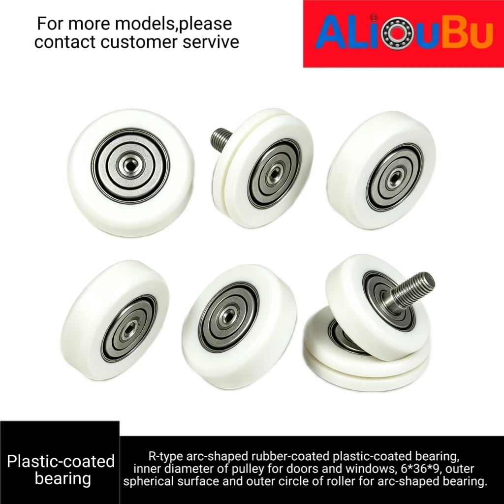 6*25*7 plastic-coated bearing 626POM POM arc roller pulley plus stainless steel screw M6 external screw.