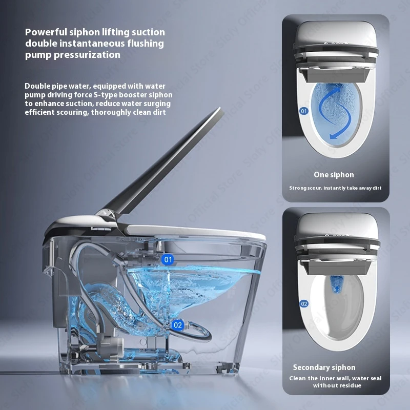 Modern Smart Toilets With Seat Ring Heating Foot Touch Sensor All-in-one Intelligent WC Silent Slow Drop Power Outage Flushing