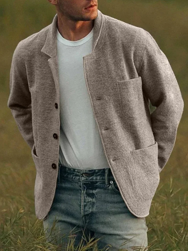 Chaqueta de estudiante Para Hombre, cárdigan informal Para jóvenes, color sólido, a la moda, Para otoño, 2024