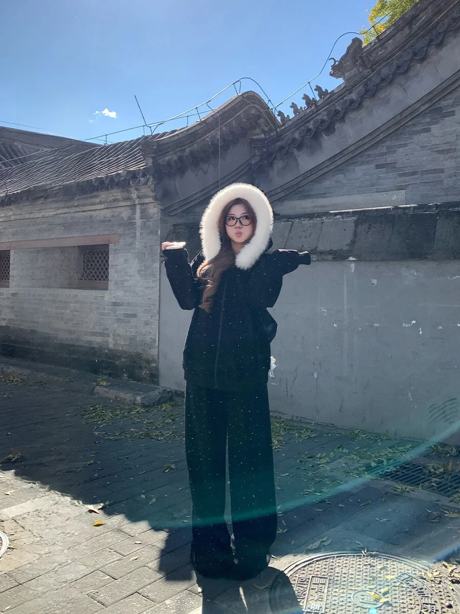 

Комплект из двух предметов: толстовка и брюки с флисовой подкладкой Annie Non-Fire Flay Drill для женщин больших размеров, теплый повседневный комплект, зимняя коллекция