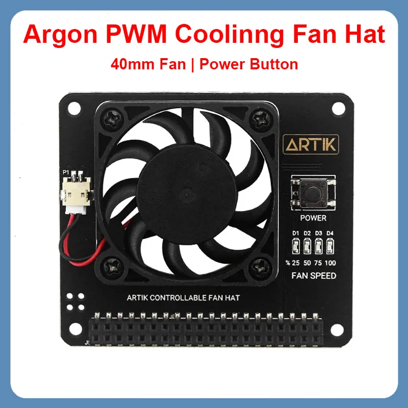 Raspberry Pi 4B Argon FAN HAT PWM Software Control Fan 40mm Function Power Button Fit for Argon NEO Case Raspberry Pi 4 3B+ 3B