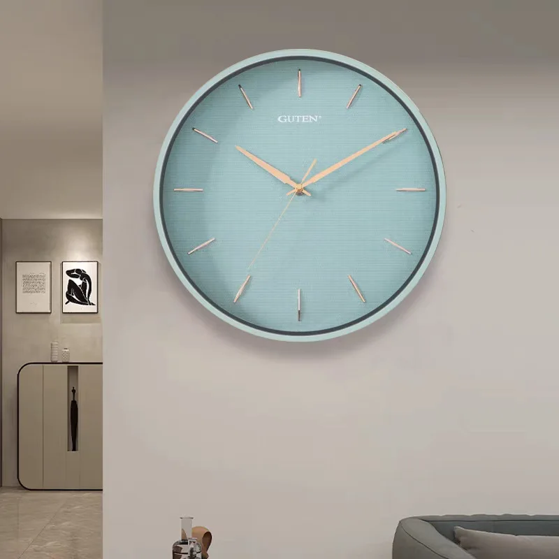 

Light luxury metal wall clock living room simple quartz clock household atmosphere