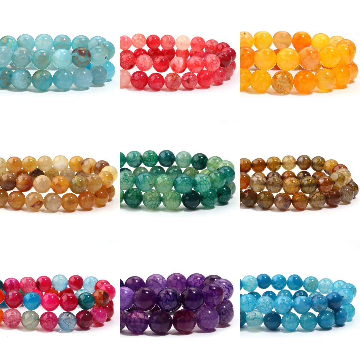 

1 Strand Dragon Patterned Agate Beads 6/8/10mm Round Loose Spacers Natural Stone Beads for DIY Jewelry Making Bracelets Findings