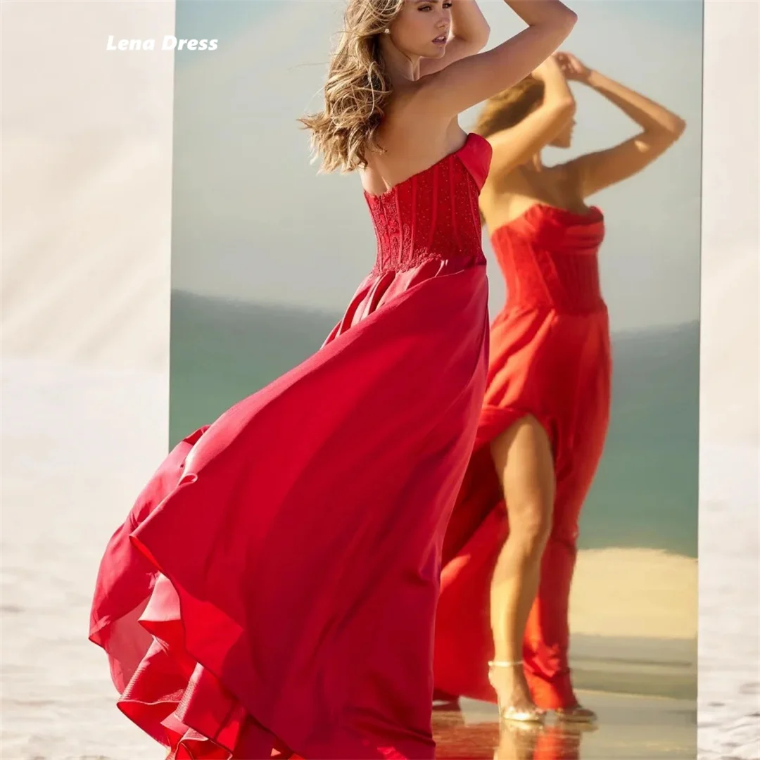 Lena-Robe de soirée luxueuse sur mesure pour femme, robes de Rhrouges, satin grillé, Rh, quelle que soit la femme, D, fête, 2025