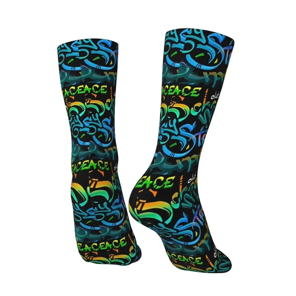 Crazy Compression Urban Sock for Men Harajuku Seamless Pattern Crew Sock Casual