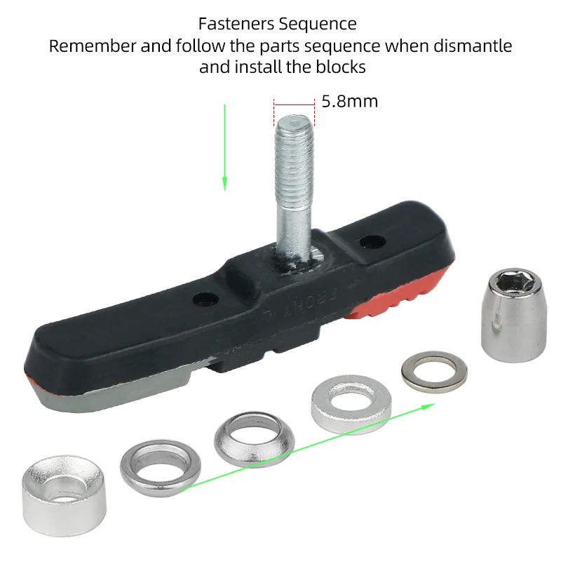 Deemount Triple Color V-Brake Pads MTB Mountain Bicycle Linear Pull V Clamp 70mm Blocks High Stopping Power All Weather Use