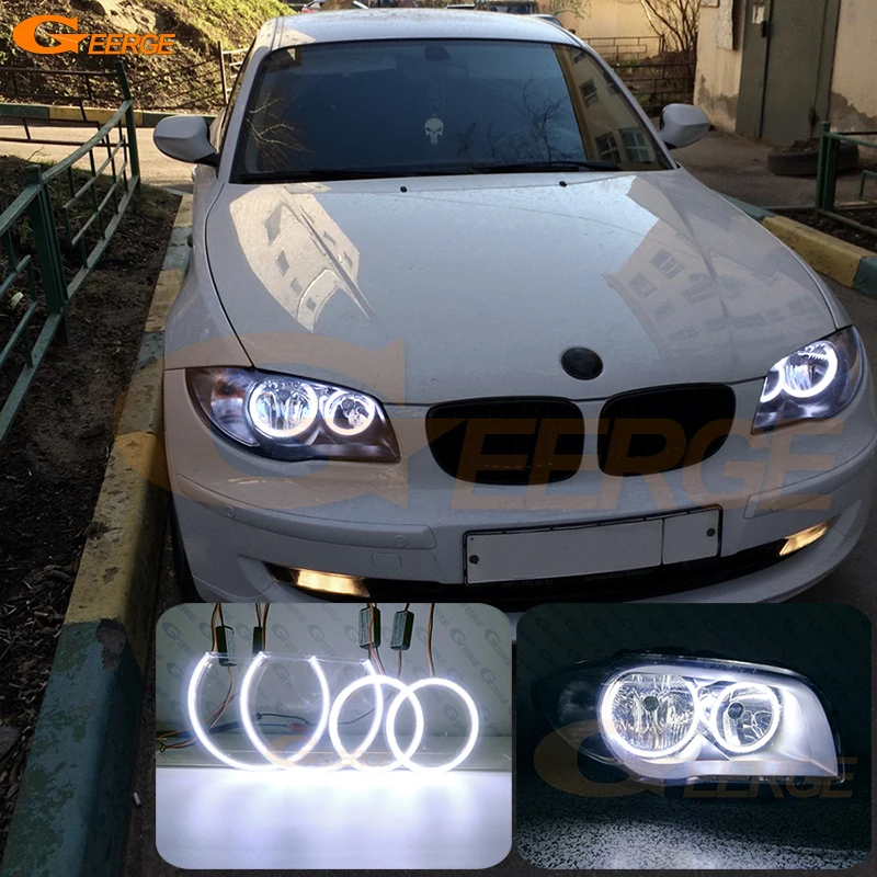 

For BMW 1 Series E81 E82 E87 E88 2004 - 2012 Ultra Bright COB Led Angel Eyes kit Halo Rings Car Accessories