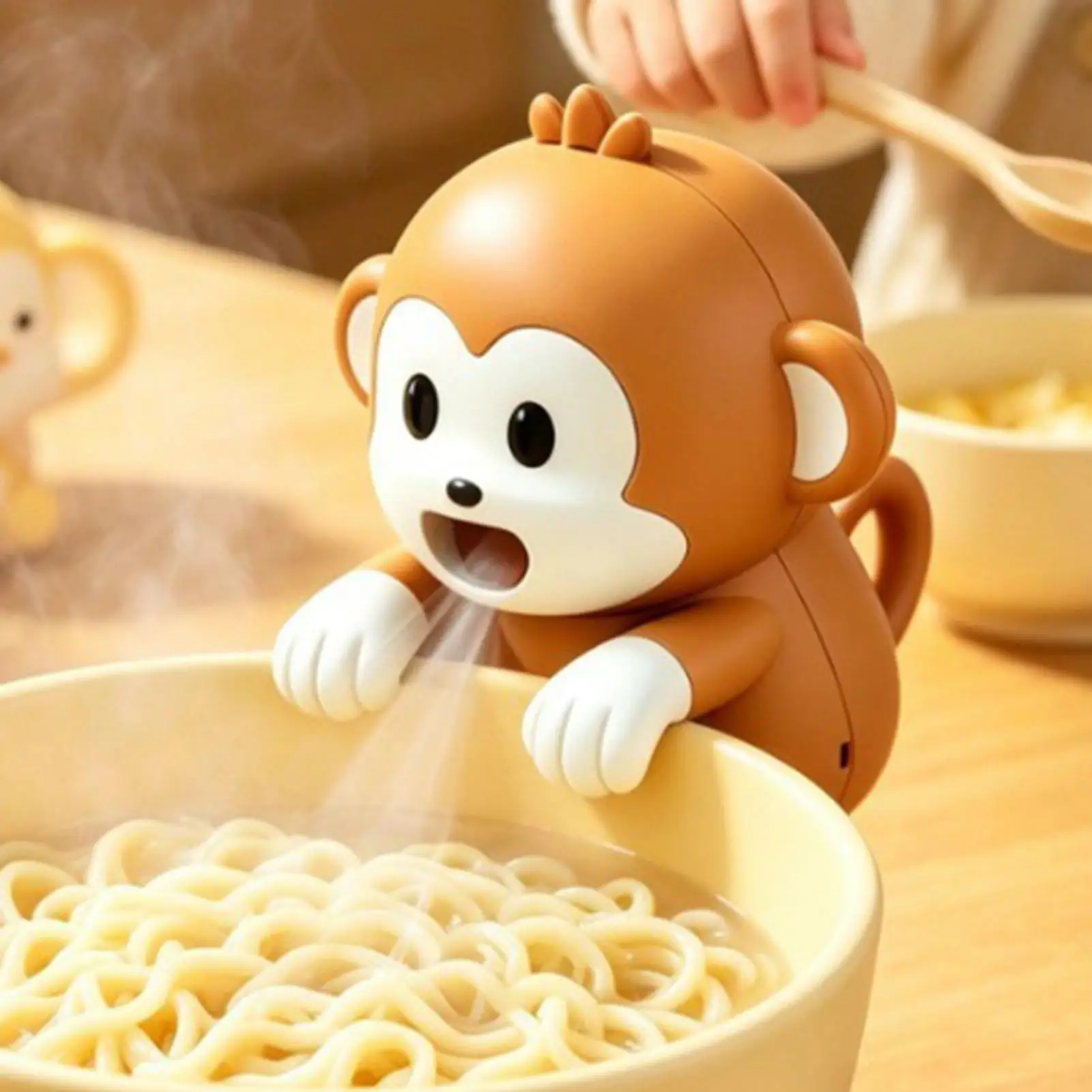 Mini Clip On Fan for Cup 3 Speeds Cute Monkey Portable Clip On Food Cooling Fan for Soup Coffee Tea Baked Goods Outdoor Picnic