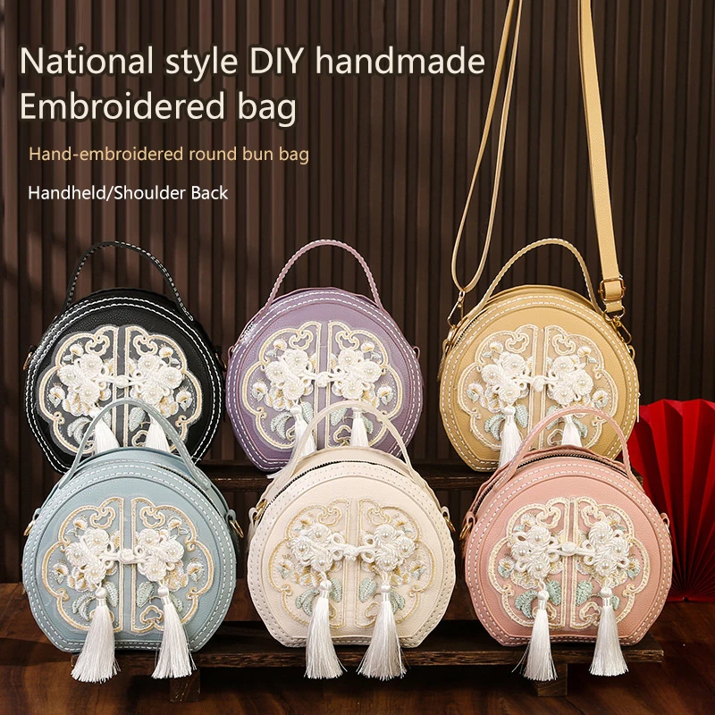 

Сумка в китайском стиле для женщин, национальная мода, универсальная нишевая сумка-мессенджер с вышивкой, портативная круглая сумка большой емкости, подарок