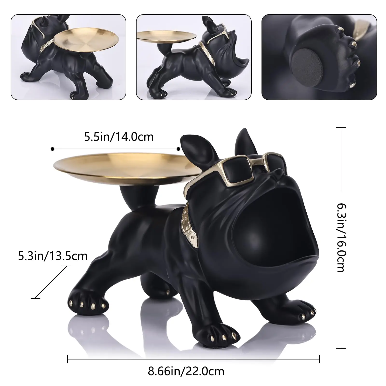 Resin Dog Figurine Statue Craft Animal Ornament with Storage Box Puppy Sculpture Home Decor Artwork