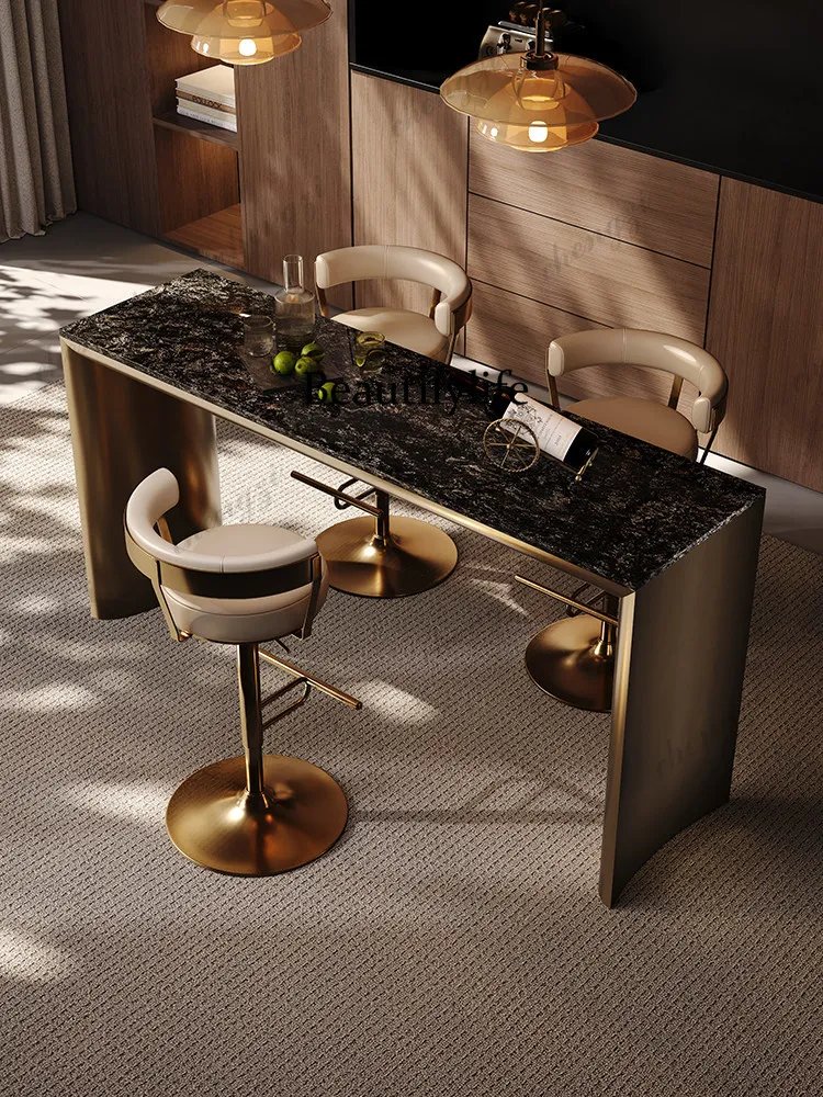 Light luxury and high-end small apartment long table, household living room high-footed table is extremely narrow