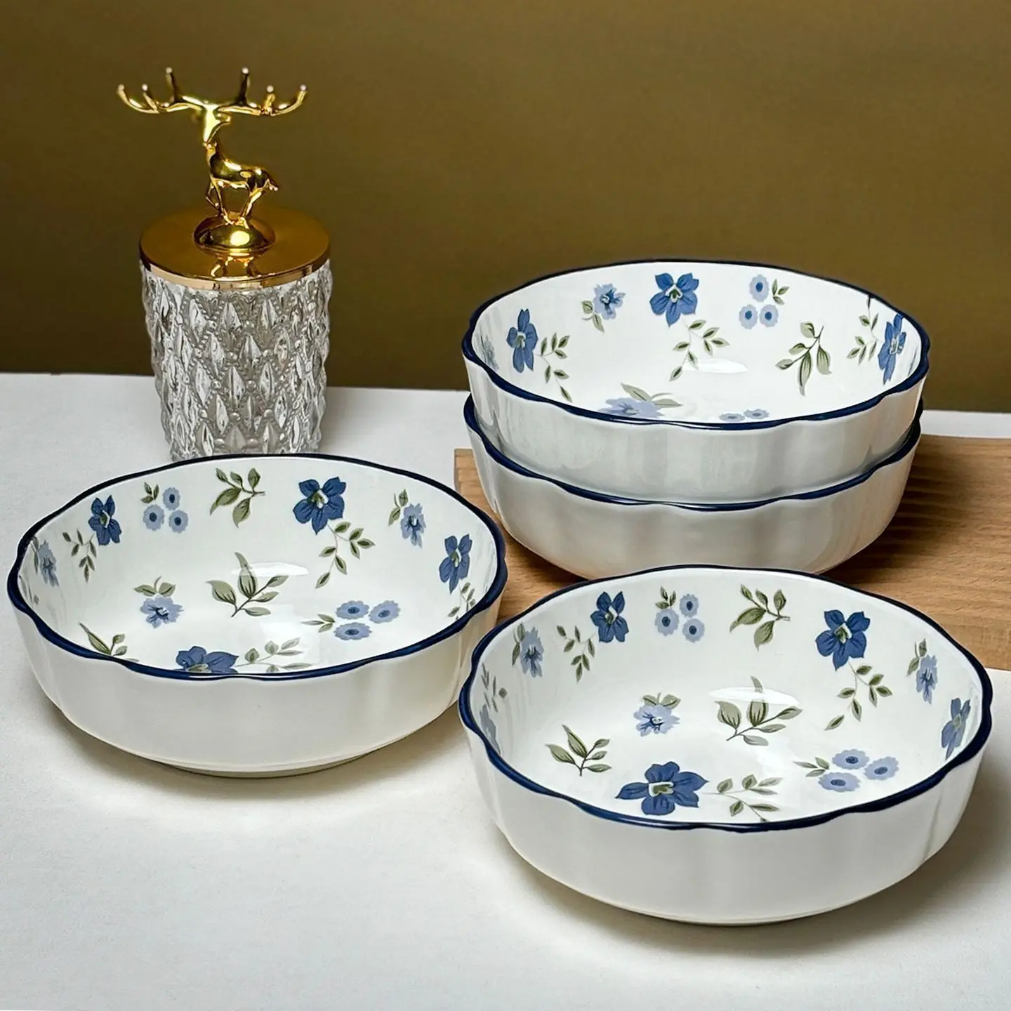Juego de Tazones de Cerámica de 6 Pulgadas para Fideos, Tazón de Sopa Estilo Chino, Tazón para Fideos Instantáneos, Tazón de Cerámica para Uso Doméstico, Utensilios de Comedor