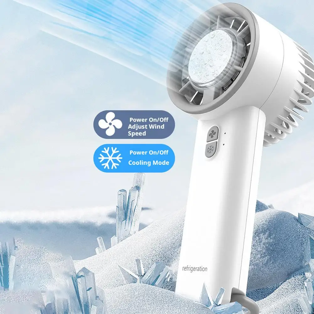 Outdoor Semiconductor Cooling Hand Fan Ice Compress Turbo Wind Stepless Speed 12000mAh Long Lasting Type-C Portable Fan