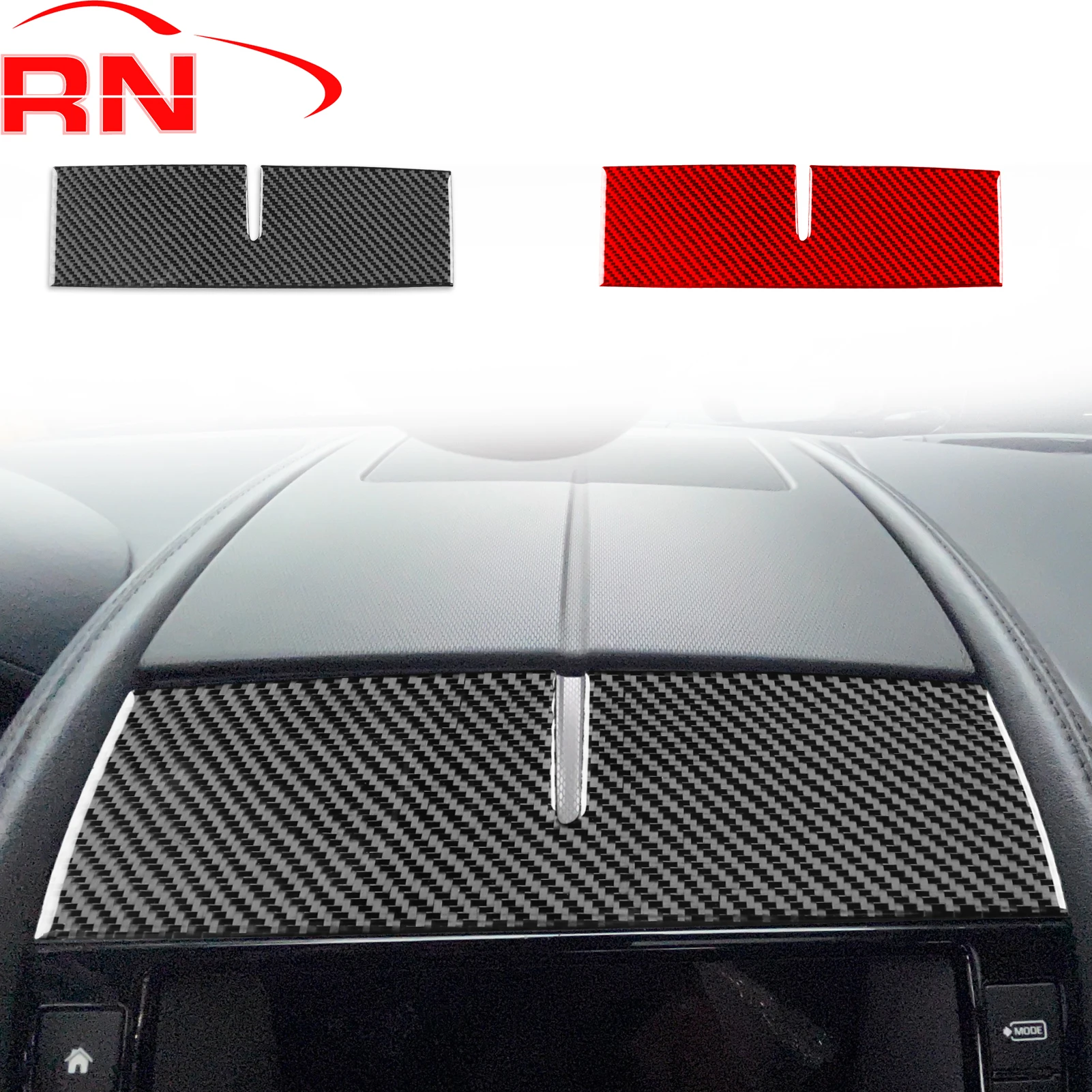 

Для Jaguar F-TYPE 2013-2024 модифицированная панель центральной консоли автомобиля из углеродного волокна, фортепиано, черные фитинги, декоративная наклейка из кованого углерода