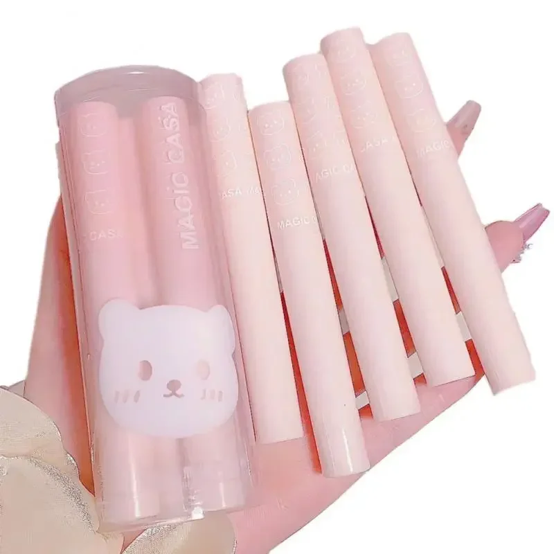 

6pcs Set Cute Pink Lip Glaze Waterproof Liquid Lipstick Beauty Cosmetics Mirror Water Lip Gloss Lipgloss Gift Set Lips Makeup