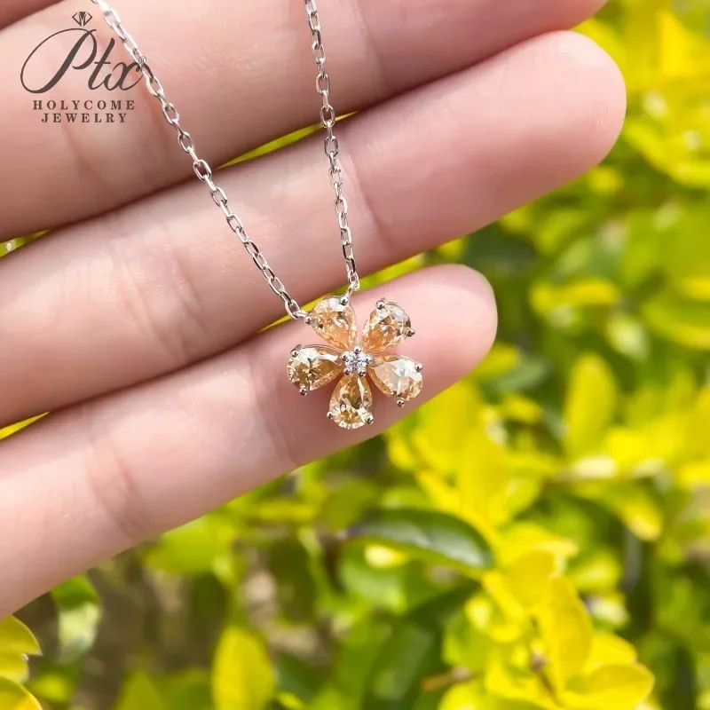 Halskette mit Fünfblättrigem Blumen-Anhänger, Moissanit-Diamant, 925 Sterling Silber Kette, Schmuck für Damen, Hypoallergen, Jubiläumsgeschenk – Detail 18