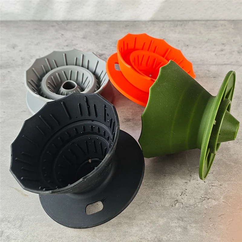 A74G-Pour Over Coffee Dripper Filter Silicone Camping Coffee Filter Untuk Perjalanan Berkemah Kantor Rumah Aksesoris Kopi
