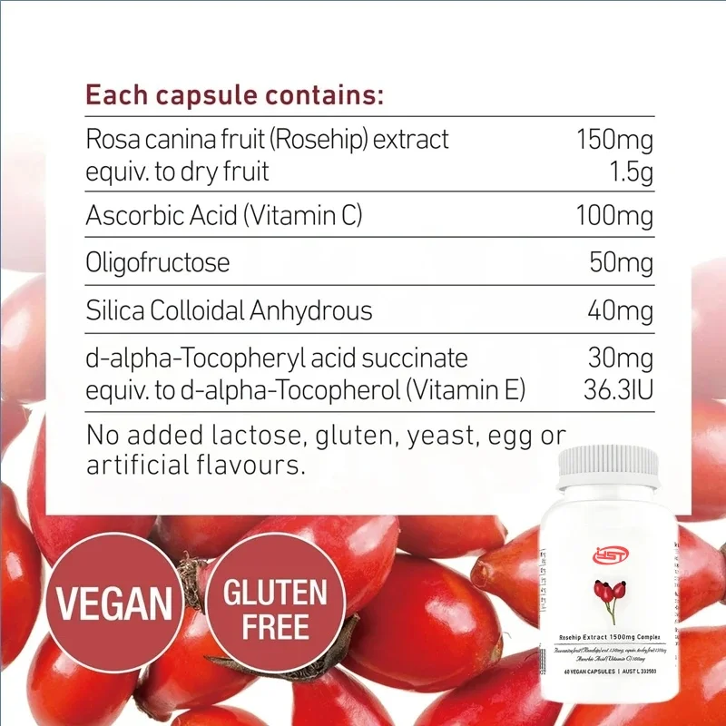 

Rose Fruit Extract 1500mg, Collagen Formation Containing Vitamin C&e, With Luminous, Nourishing And Firming Effects, 60 Capsules