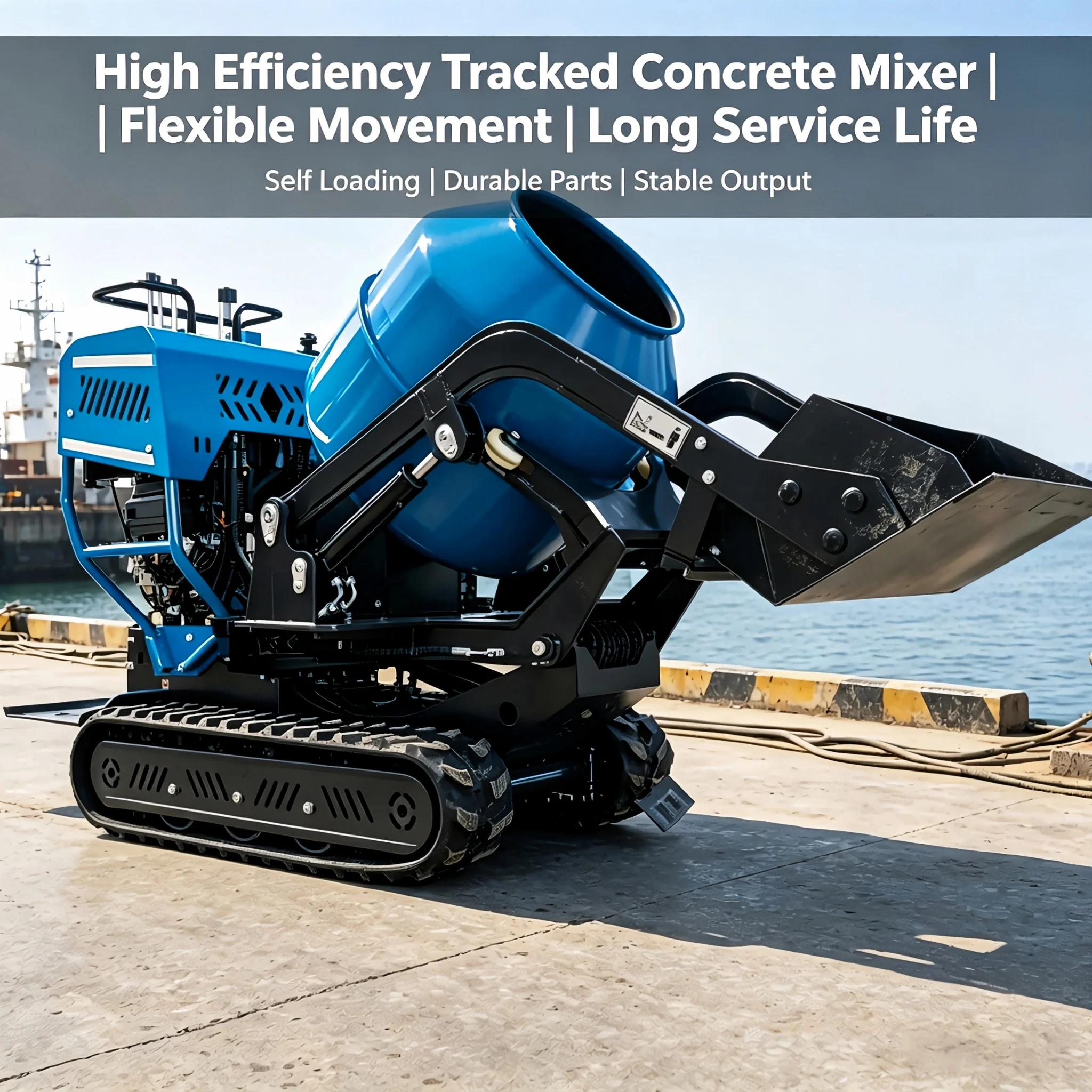High Efficiency All Terrain Compact Mini Crawler Concrete Mixer Small Volume Cement Mixing Vehicle