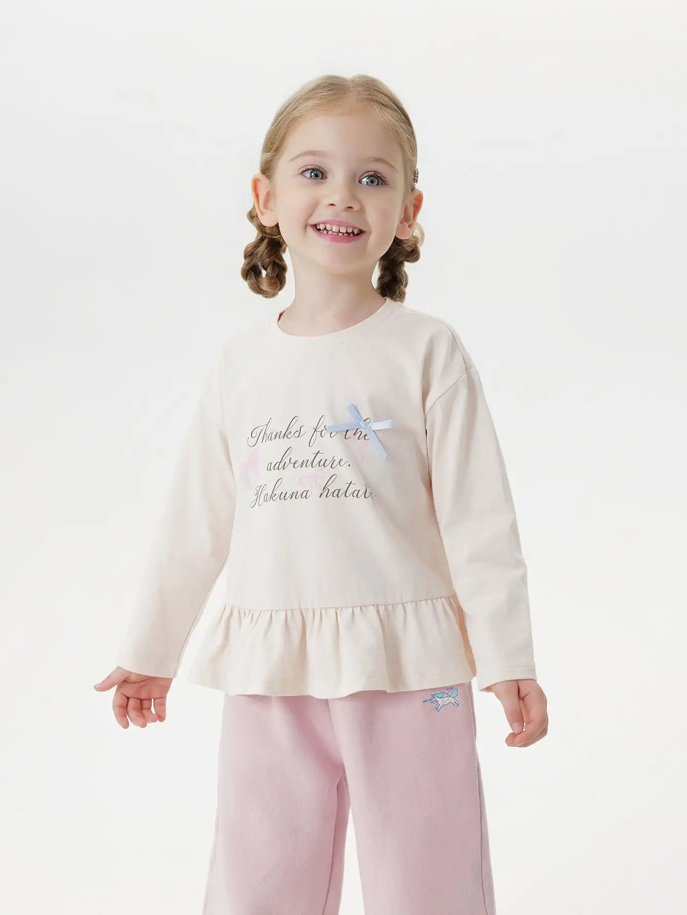 

MARC & JANIE Toddler Girl Bow Letter Print Long Sleeves T-Shirt Top for Autumn 551193