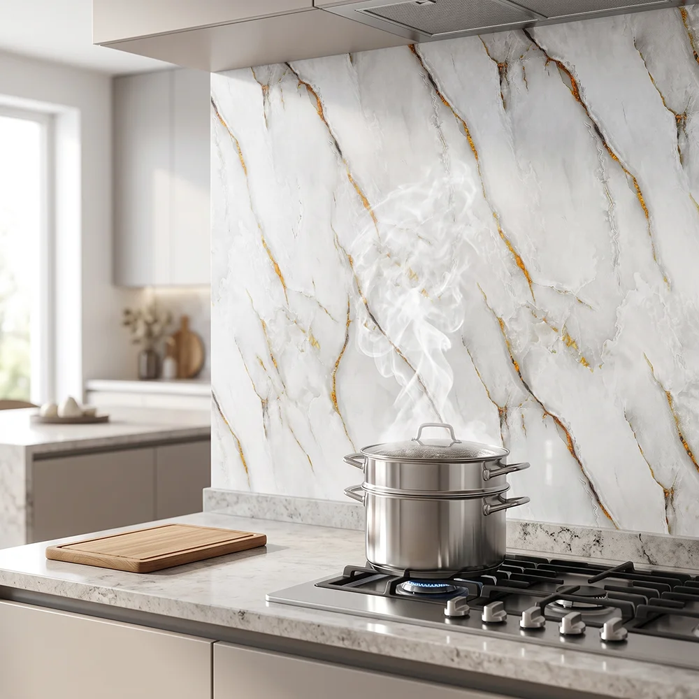 Elegant Ash Grey Gold Foil Marble Self-Adhesive Wallpaper Waterproof Vinyl Sticker Kitchen Furniture Renovation