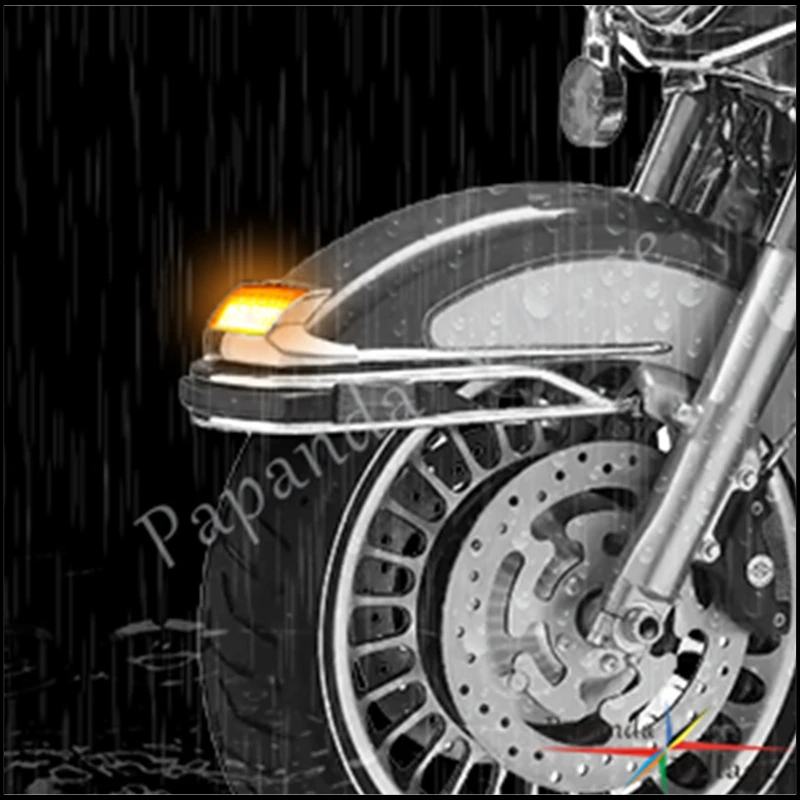 For Harley Heritage Softail Road King Electra Glide 80-13 Motorcycle LED Front Fender Tip Light Rear Mudguard Tips Lamp Blinker image 5