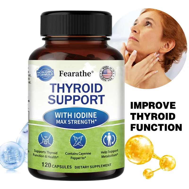 Thyroid Wellness Capsules with L-Tyrosine, Ashwagandha, Cayenne Pepper, Kelp, Support Metabolism, Energy & Cognitive Focus