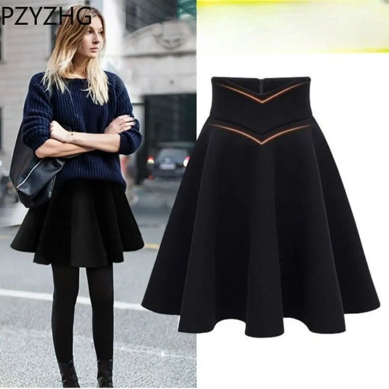 

Women 2023 Autumn/Winter Black Halfskin Skirt High Waist Fluffy Skirt Large Space Cotton Skirt Fluffy Umbrella Skirt