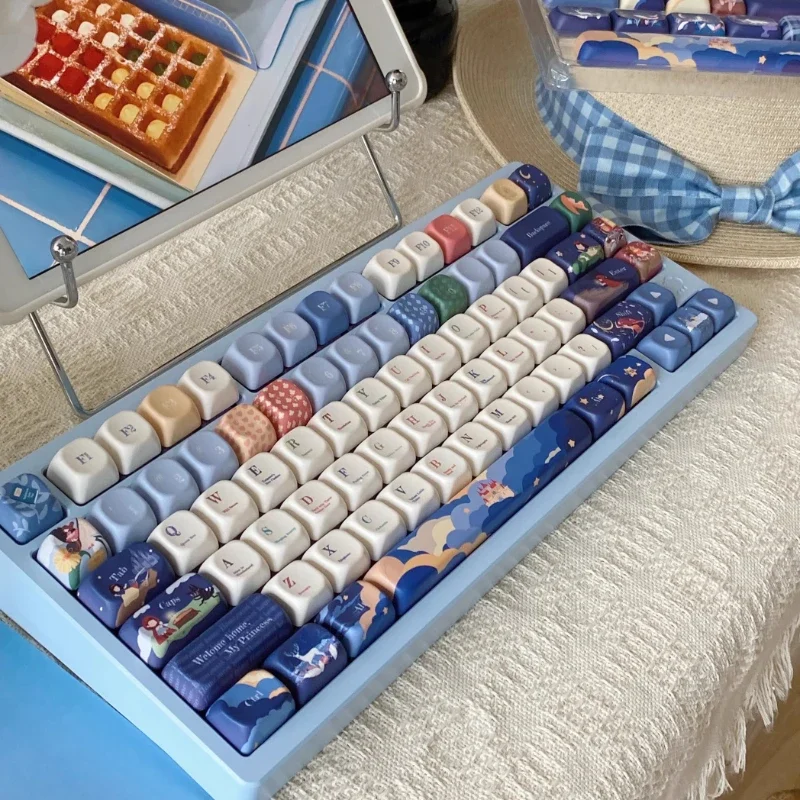 Keycaps Fairy Tale para teclado gamer, estilo azul, design personalizado original, cereja personalizada, perfil ECO