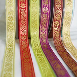 1 Yards Flower Ribbon Jacquard Decoration Stripe Ethnic Webbing DIY Trim