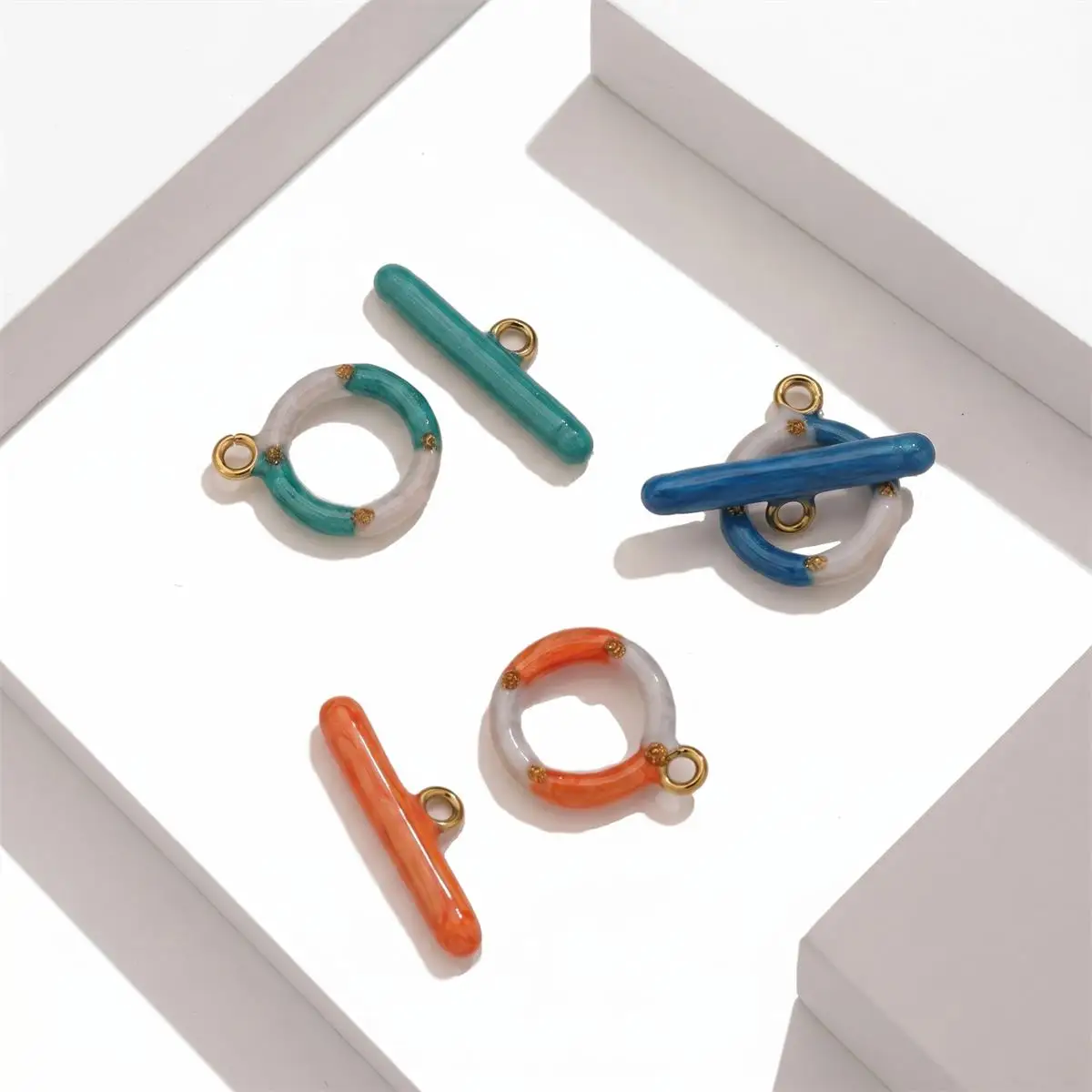 1 Sets Colorful Enamel Toggle Clasps Gold Plated Cute OT Clasps DIY Necklace Bracelet Jewelry Making Wholesale Retail Supplies