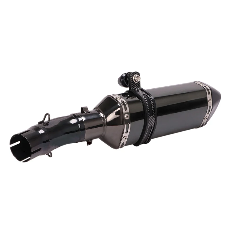 Motorcycle Black Exhaust Istunt Muffler with Middle Link Pipe